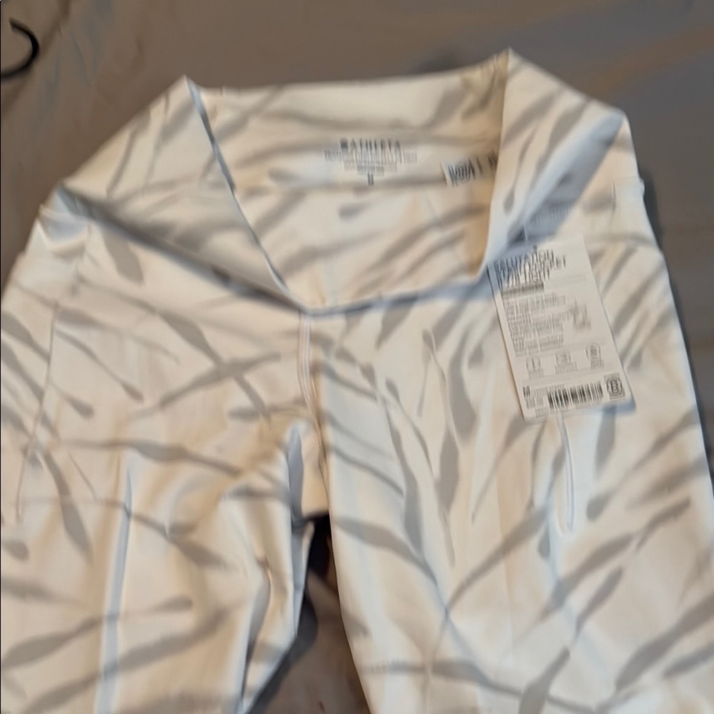 Athleta White and Gray Patterned Leggings